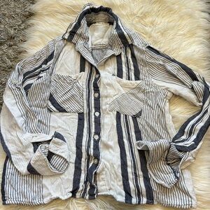 Blue & White Striped Button-Up Shirt